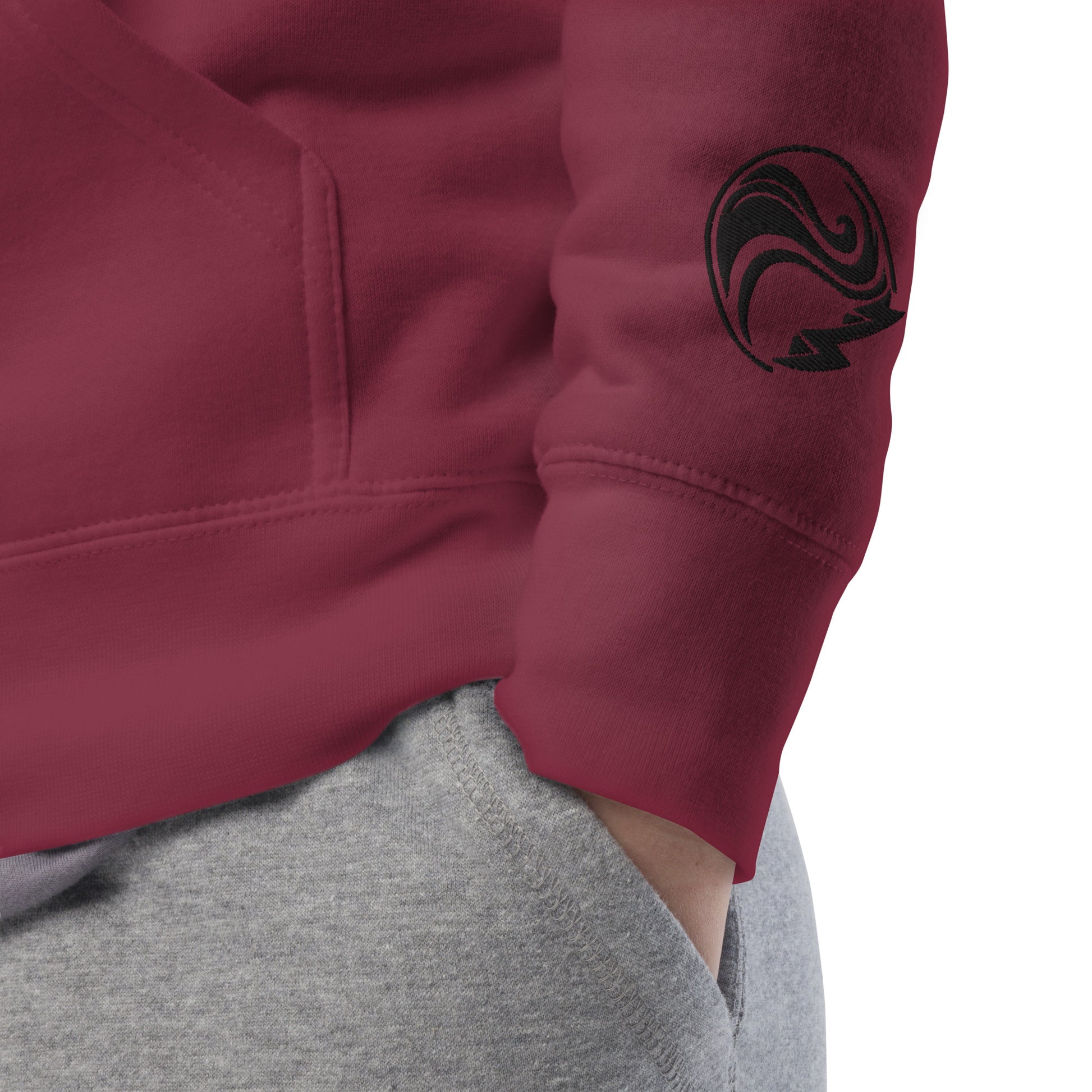 Current Hoodie Maroon Sleeve Detail