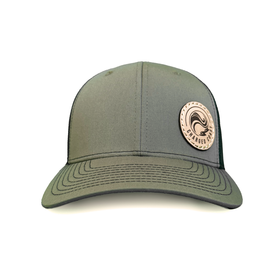Grounded Leather Patch Hat - Olive