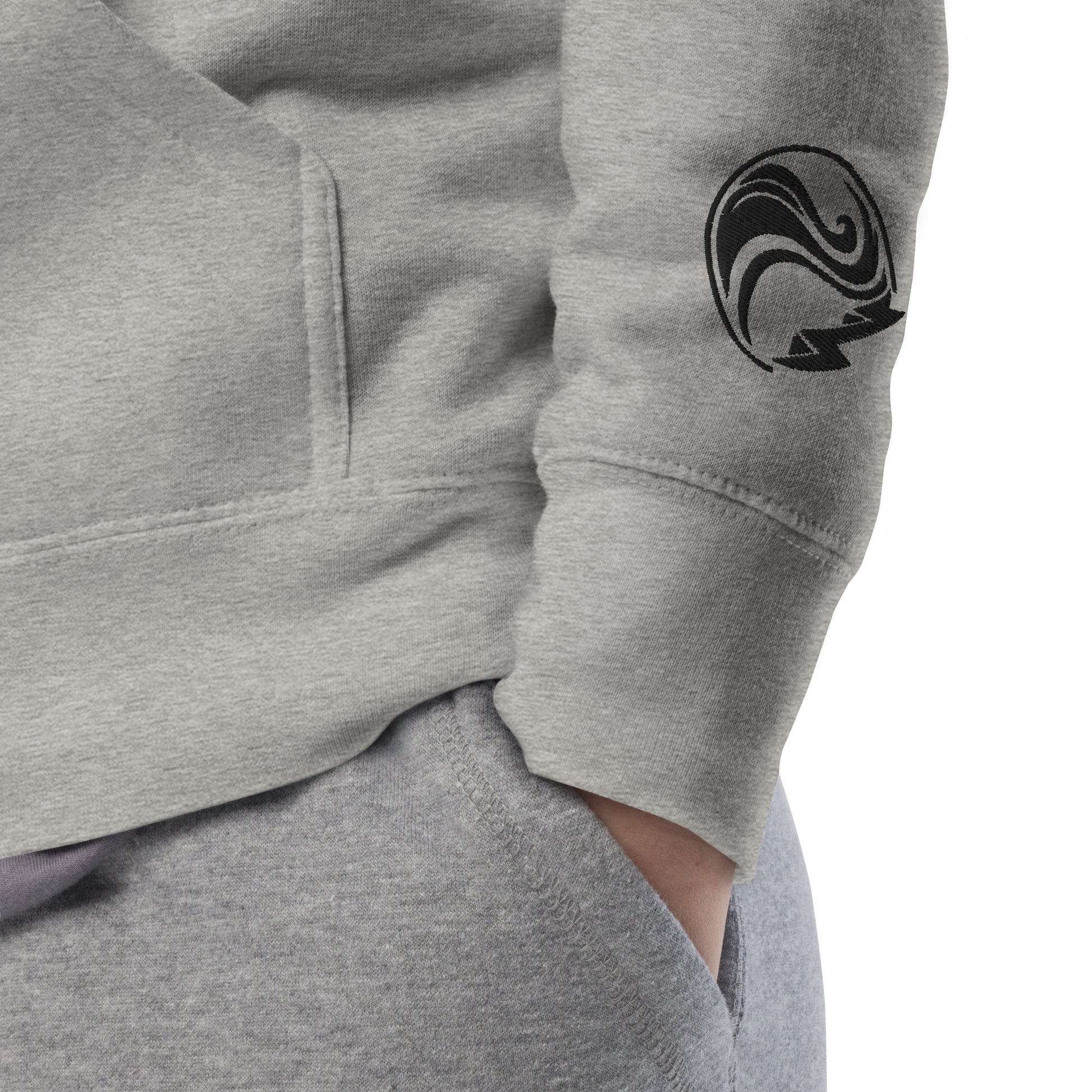 Current Hoodie Grey Sleeve Detail Mock Up