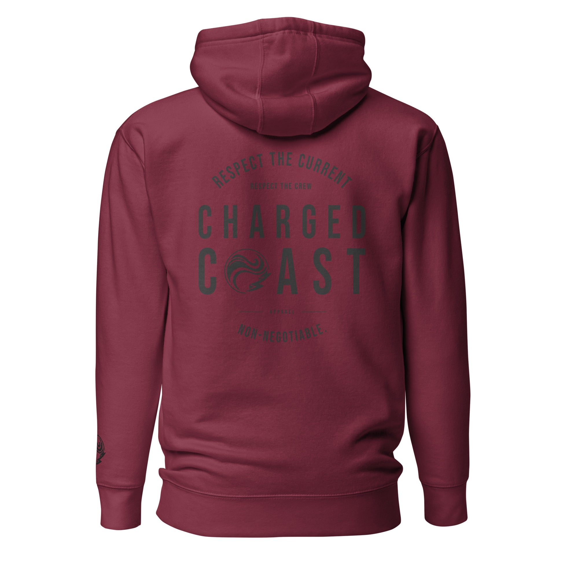 Current Hoodie - Maroon - Product mockup back