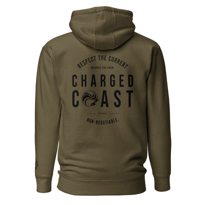 Current Hoodie - Olive Product mockup