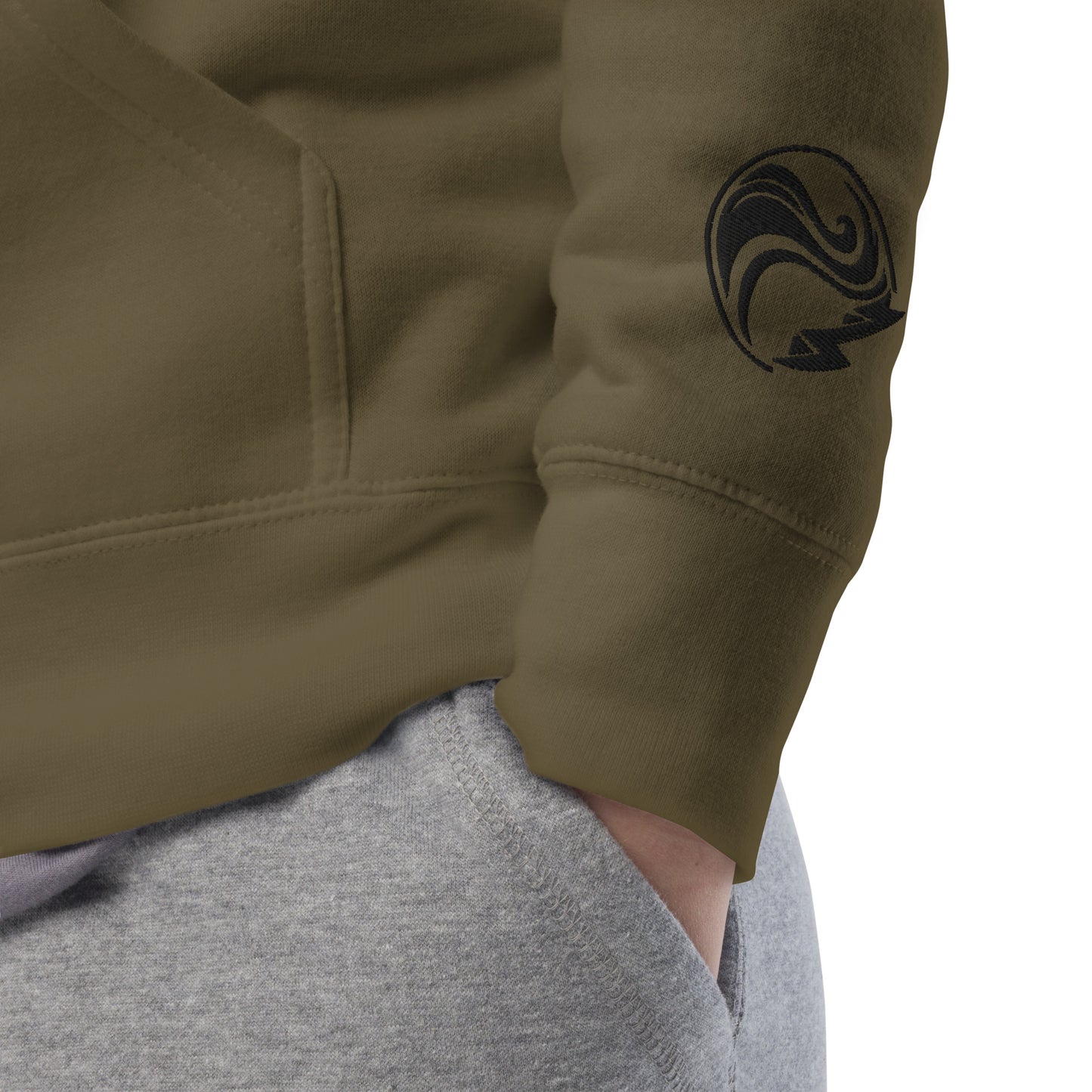 Current Hoodie - Olive - sleeve mock up