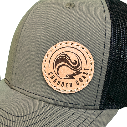 Grounded Leather Patch Hat - Olive
