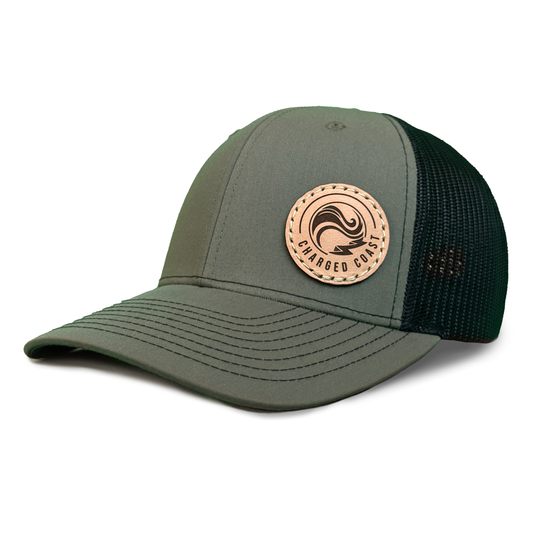 Grounded Leather Patch Hat - Olive